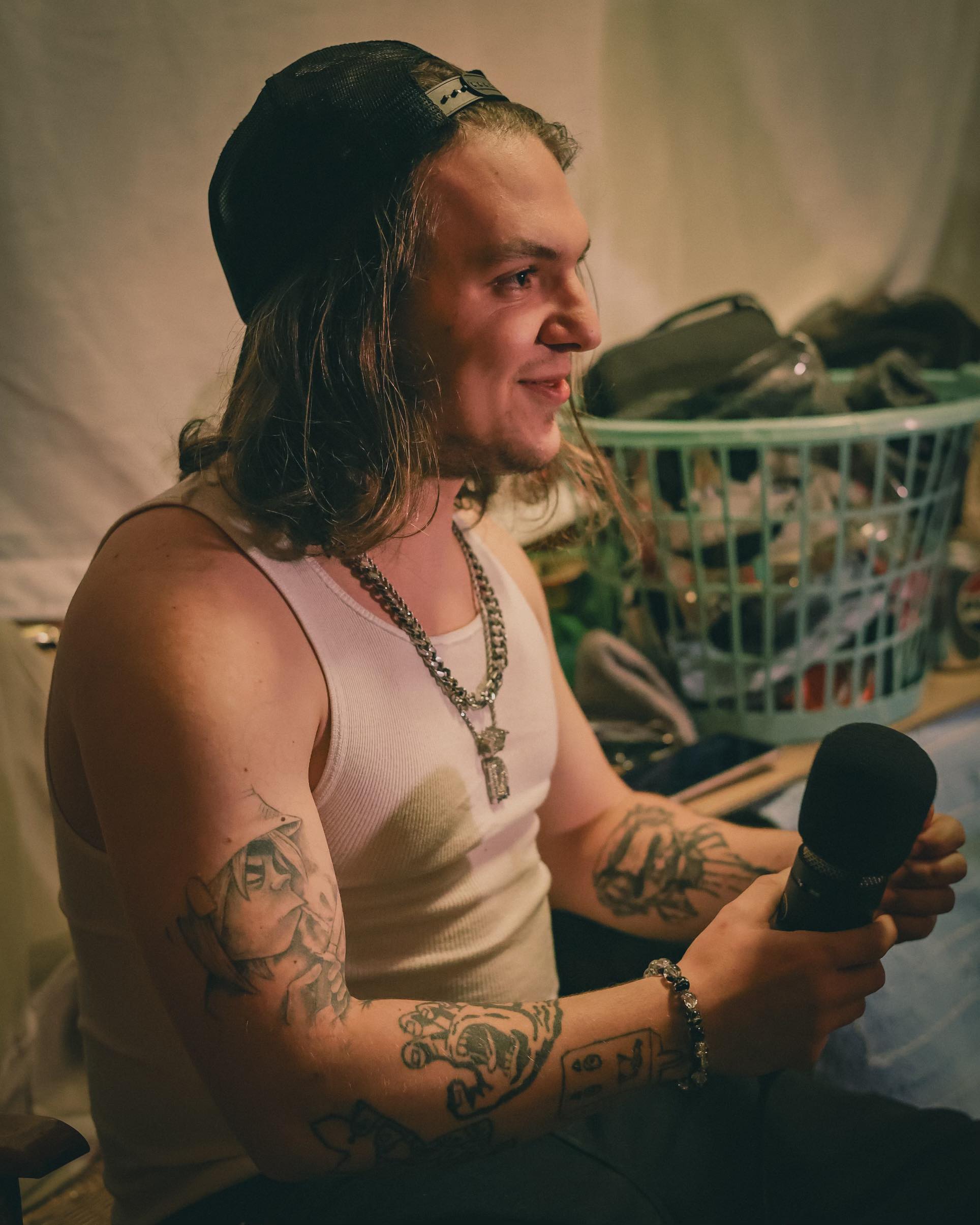 Dayton, mid-thought with the mic.